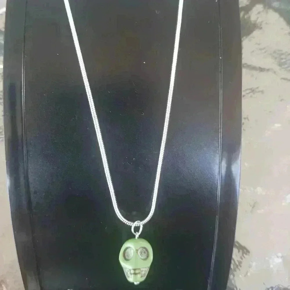 Howlite Turquoise Skull Necklace - Picture 2 of 4